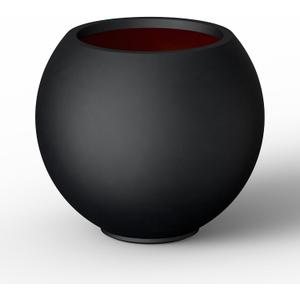 Kante Round Concrete Flower Pot, 11 Inch Dia (7.9" Opening) Sphere Shape Design Planter with Drainage Hole and Rubber Plug for Indoor & Outdoor Plants, Black Finish with Painted Interior