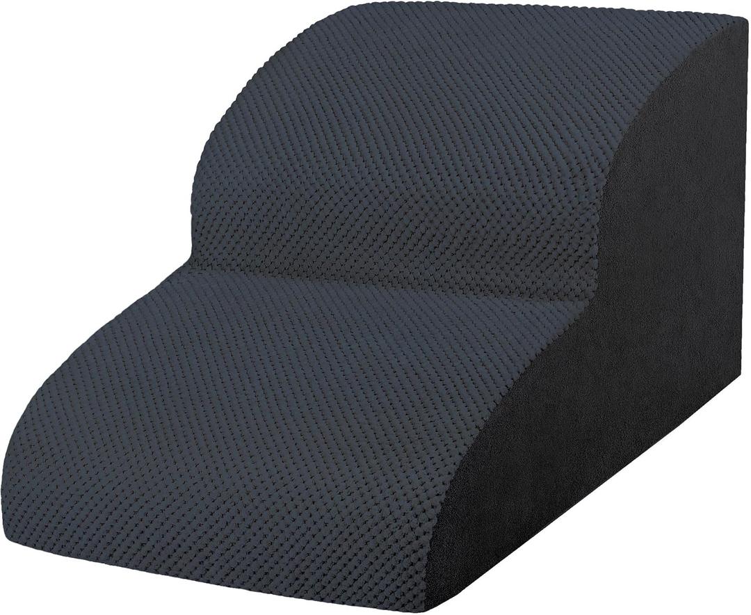 Dog Stairs for Small Dogs, High Density Foam Dog Ramp, Extra Wide Non-Slip Pet Steps for High Beds Or Couch, Soft Foam Doggie Ladder for Dogs Injured, Older Pets, Small Cats (Black)
