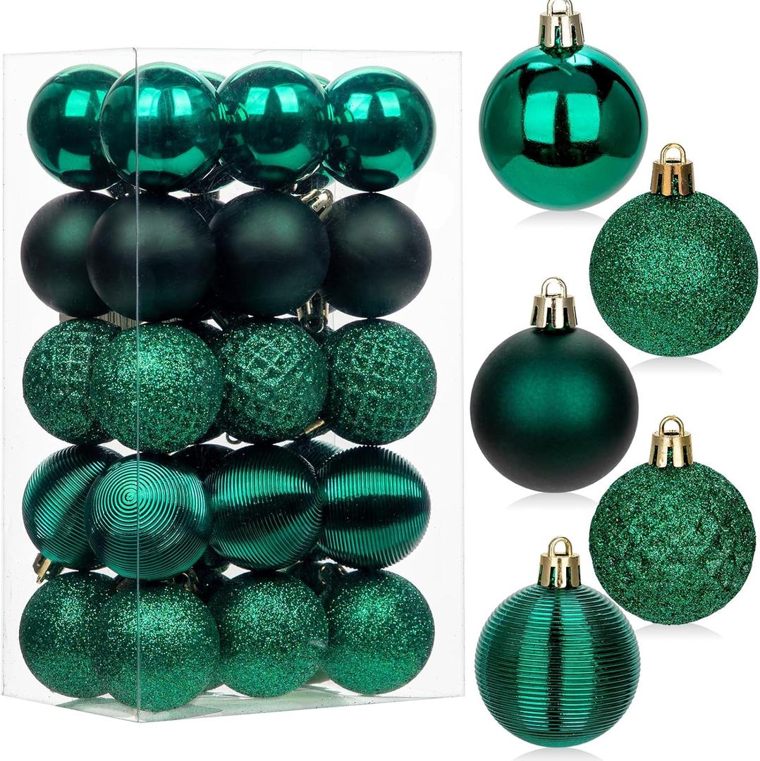 30PCS 2" Christmas Ball Ornaments Shatterproof Dark Green Christmas Tree Decorations Xmas Tree Balls Halloween Ornaments Dcor