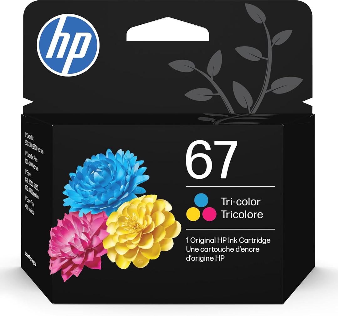HP 67 Tri-Color Ink Cartridge Printers | Works with DeskJet 1255, 2700, 4100 Series; Envy 6000, 6400 Series | Eligible for Instant Ink | 3YM55AN