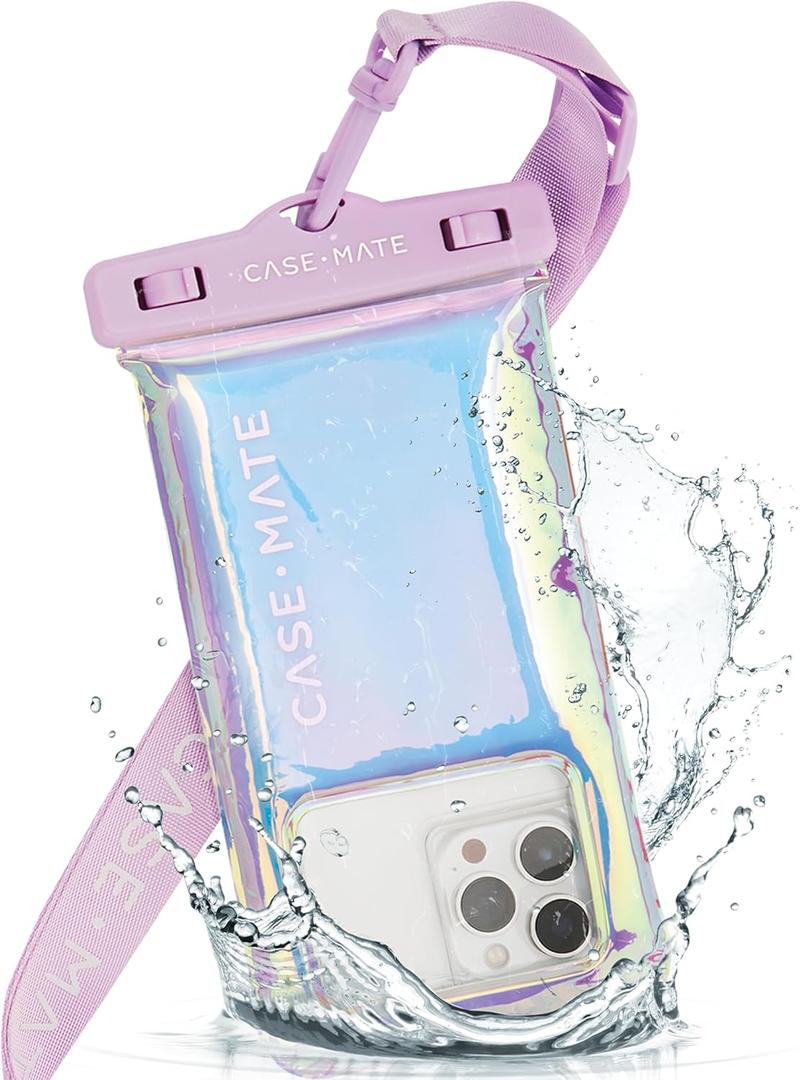 Case-Mate Soap Bubble IP68 Waterproof Phone Pouch - Floating Waterproof Phone Case w/Crossbody Lanyard - Cruise Ship Travel Essentials - Compatible w/All Devices - Touchscreen Friendly - Iridescent
