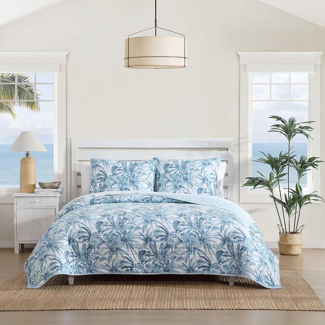 Tommy Bahama - King Quilt Set, Luxurious Bedding with Matching Shams, Coastal Inspired Room Essentials (Aubrey Blue, King)