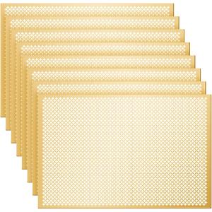 Gisafai 8 Pcs Cloverleaf Aluminum Sheet 2 Feet by 3 Feet Perforated Metal Sheets 0.02 Inch Thick Metal Mesh Aluminum Sheet Decorative for Indoor Outdoor (Gold)