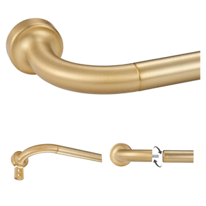 Warm Gold Disc Curtain Rods, 48-84 Inches Window Curtain Rod, Adjustable Room Darkening Drapery Rod with Aluminum Finials and Brackets, Wrap Around Design