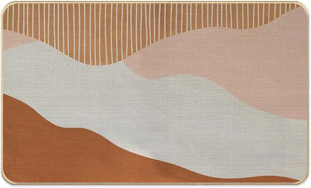 Boho Door Mat, Abstract Modern Neutral Door Mat Indoor Outdoor Entrance Porch, Boho Bath Mats for Bathroom, Modern Abstract Welcome Mats, 17x30 Inches