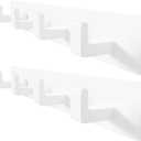 GWAAZXGZ White Coat Rack Wall Mount - 12.5 inch Modern Metal Hook Rail with 4 Right-Angle Hooks, Drill-Mounted Organizer for Coats, Hats, Bags in Entryway, Bathroom, Bedroom (2 Pack)