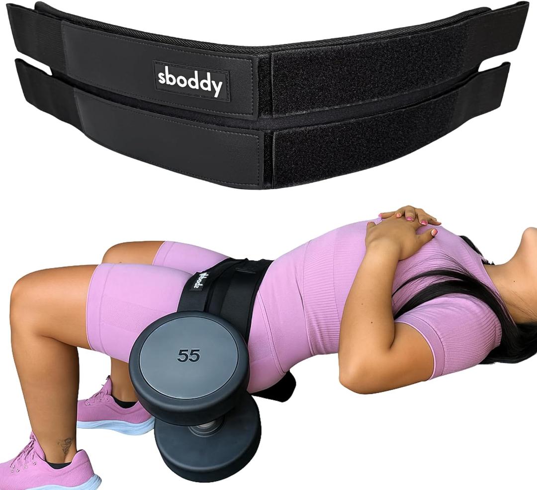 Hip Thrust Belt For Dumbbells Heavy, Kettlebells, Plates, Comfort Up to 400 LBS, Double Hook & Loop Booty Builder, Glute Workout Equipment for All Shapes, Use at Home or Gym.