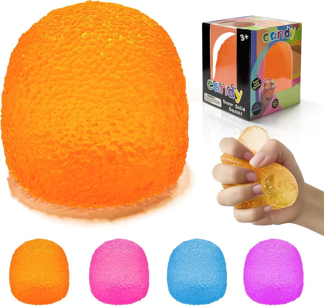 Squishy Fidget Toys Stress for Kids and Adults, Super Solid Squeeze Ball, Sensory for Stress Relief, Birthday, Easter Basket Stuffers and Party Favors(Orange)