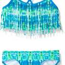 Kanu Surf Kelly Girls' Bikini Beach Sport Fringe 2-Piece Girls' Swimsuit (14, Kayla Blue/Green Tie-dye)