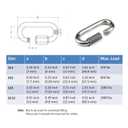 516inch Quick Links Chain Connector - Stainless Steel D Shape Locking Carabiner for Hammock, Swing, Sail, Pet, Boating, Camping, Indoor Outdoor Use, 4 Packs (M8)