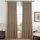 RustBrown Linen Pinch Pleated Blackout Curtains & Drapes 96 Inch Long Bedroom/Livingroom Farmhouse Curtains 2 Panel Sets, Neutral Track Room Darkening Thermal Insulated 8ft Back Tab Window Curtain