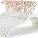 Amazon Basics Slim, Velvet, Non-Slip Sturdy Clothes Hangers, 50-Pack, Ivory/Rose Gold