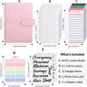 SKYDUE Budget Binder, Money Saving Binder with Zipper Envelopes, Cash Envelopes and Expense Budget Sheets for Budgeting (Pink)
