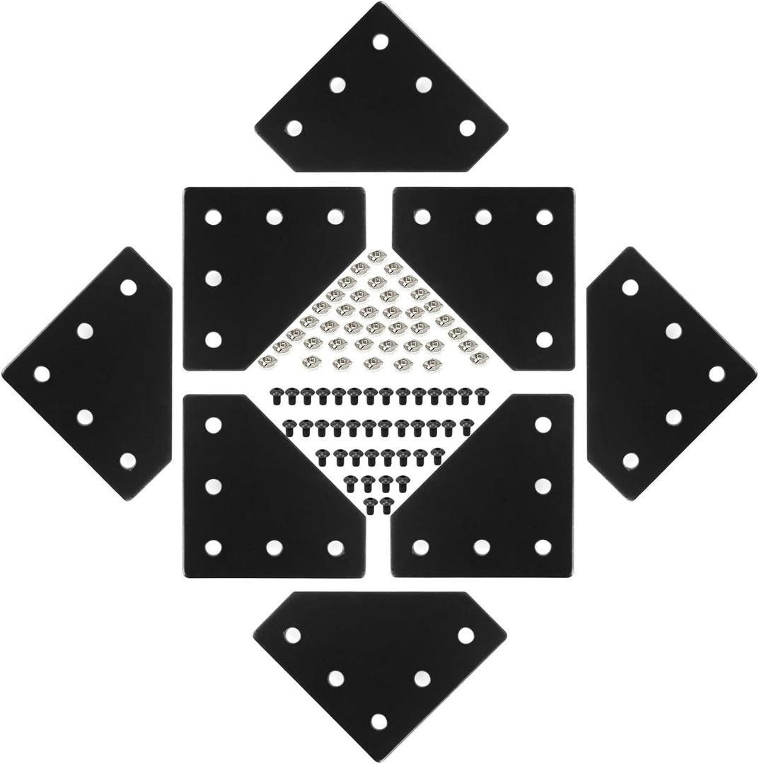 2020 Aluminum Extrusion Connector Bracket Set Included 8PCS Joint Plates,1Pcs M3 Wrench,40Pcs M5 T-Slot Nuts and 40Pcs M5x8mm Screws for 2020 Series Aluminum Profile 3D Printer Frame (20B)