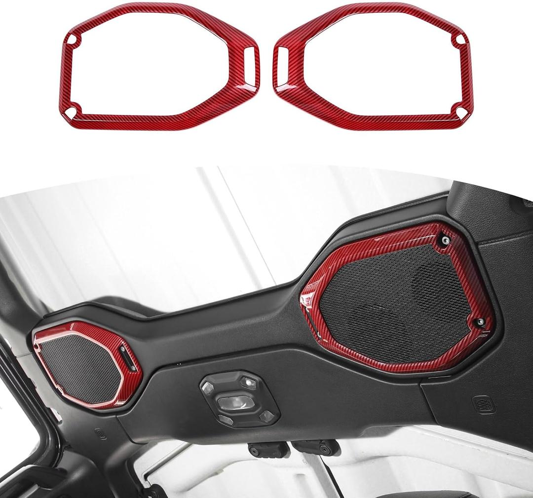 RT-TCZ for Wrangler JL Top Roof Speaker Cover Trim for Jeep Wrangler JL JLU Gladiator JT 2018-2023 Red Carbon Fiber Interior Accessories 2pcs