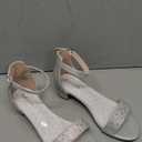 Dufannie Silver Sandals for Girls Rhinestone Dress Pump Sandals with Ankle Strap Low Heel Platform Flower Girl Shoes for Party Wedding Girl Dress Shoes (3603Rhinestone Silver 4)