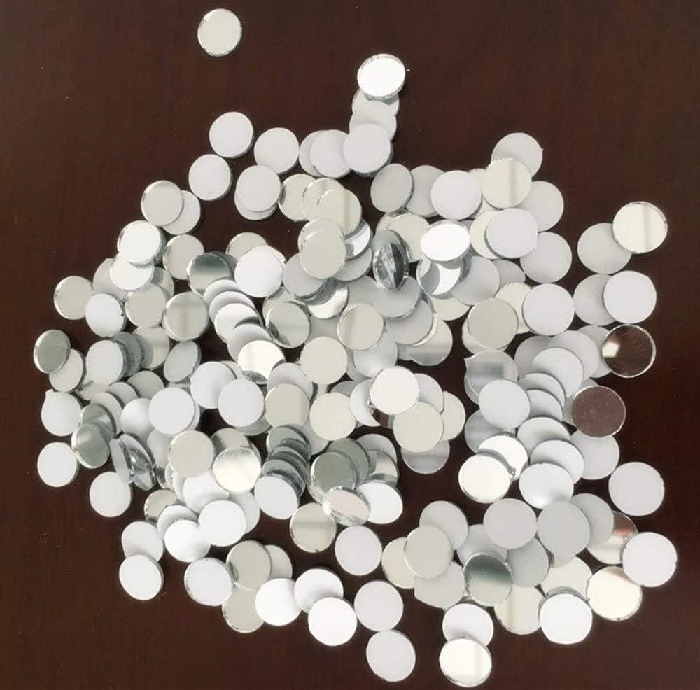 200pcs Round Mirror Mosaic Tiles,10mm (3/8") Small Real Glass Circles for DIY Crafts, Disco Balls, Vase & Frame Decoration - Smooth Edge Bulk Mosaic Supplies(Dia 1x1cm)