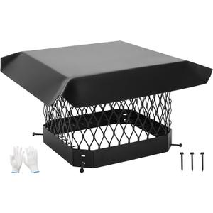 G GOOD GAIN Chimney Cap - 9 x 9 inch Chimney Cover for Outside Galvanized Steel | Fireplace Rain Caps with Hood Plate | Chimney Flue Cover Fits Existing Tiles with Adjustable Metal Screws & Gloves