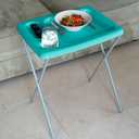 Folding TV Tray Table (Set of 2), Turquoise Blue, 17 x 22 x 26 inches, Portable Indoor-Outdoor Glamping Trays with Space for TV Dinners, Laptop, Utensils, and Drinks
