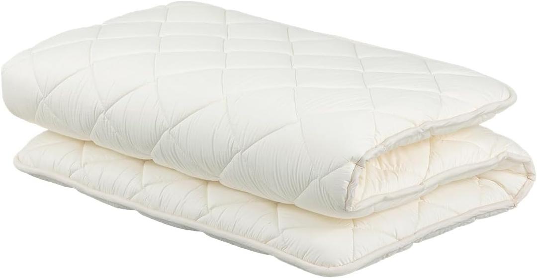 FULI Japanese Futon, Twin Size, White - Foldable Shikibuton Floor Bed - Medium Firm Quilted Cotton Sleeping Pad, Portable Roll-Up Japanese Floor Bed for Guests & Small Spaces