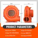 Bounce House Blower, 550W Inflatable Air Blower with High Airflow Quick Inflation for Bouncy Castle Inflatable Water Slide Decorations, Orange