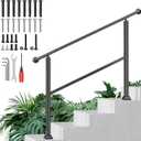 4-Step Outdoor Stair Railing, Adjustable Handrails for Outdoor Steps
