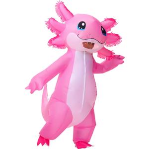 Stegosaurus Inflatable Costume Adult Axolotl Costumes Deluxe Halloween Air Blow-up Costume Pink Axolotl Costumes for Women Men Cosplay Party