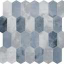 The Tiles Plaza 10-Sheet Peel and Stick Backsplash, 12" x 11.5" Blue Cement Long Hexagon Self-Adhesive Wall Tile, Stone Composite Stick On Decorative Mosaic Tile for Kitchen Bathroom Fireplace