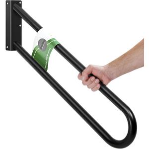 Handrails Jamb Mount, 36 Inch, U-Shape, Handrail Wall Mounted for 1-3 Step Stairs, Wrought Iron Handrail for Stairs Rail, Porch Step, Indoor, Outdoor, Black, Right Mount