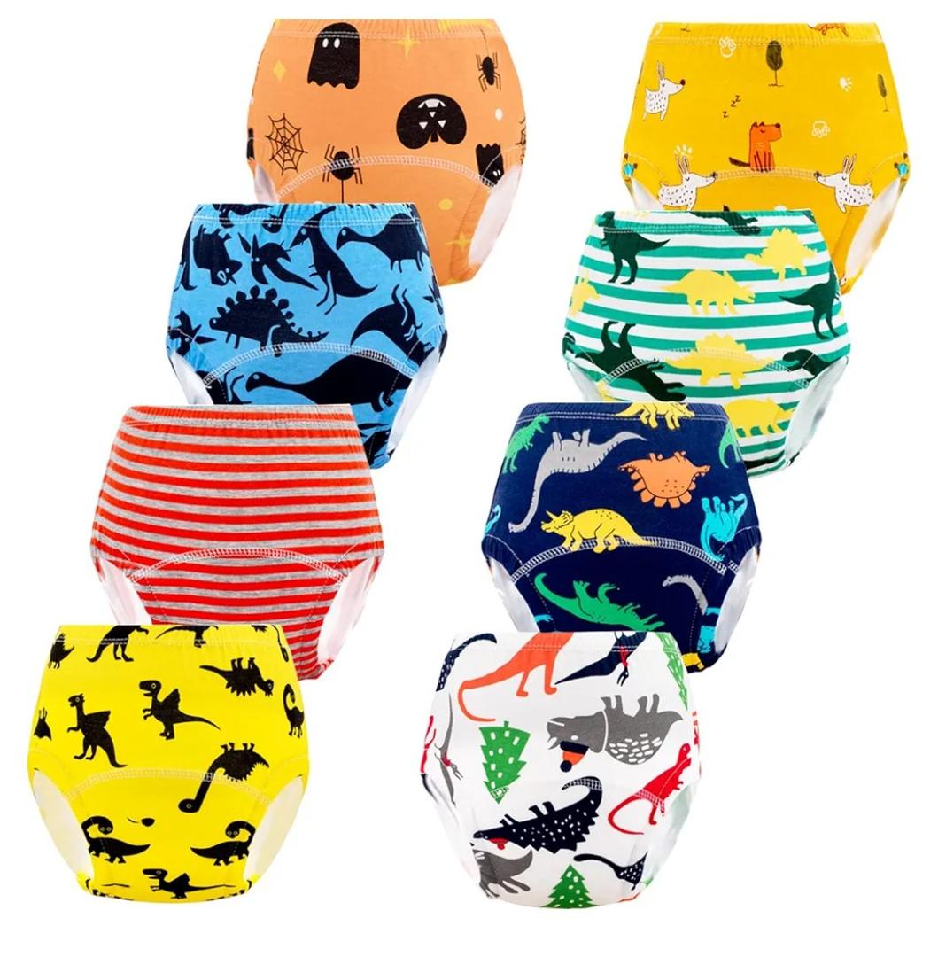 Potty Training Pants for Girls, Toddler Learning Designs Training Underwear Pants (8 Packs, Blue, 3-4T, M)