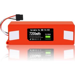 Upgraded 7200mAh 14.4V Battery for Roborock S4 S5 S6 S7 Q7 Max S50 S60 S70, T4 T6 T7 T60 T65, for Xiaowa E20 E25 C10, for Xiaomi Mijia/Mi 1st and 2nd Gen Robot Vacuum Battery Replacement Part