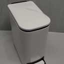 TIPGO Slim Bathroom Trash Can with Lid Soft Close, Step Pedal, 6 Liter / 1.6 Gallon Stainless Steel Trash Bin, Small Garbage Cans for Bedroom, Office, Kitchen (White)