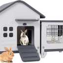Rabbit Hutch Outdoor Indoor Plastic Waterproof Bunny Cage Enclosure Chew-Proof Rabbit House Guinea Pig Cage Pet House for Small Animals,Two Room