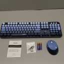 Wireless Keyboard and Mouse Combo, Retro Typewriter Keyboard with Round Keycaps, Full-Size Ergonomic, Blue, Ideal for Windows PC, Home, Office, and College, Wireless Keyboard Mouse Combo