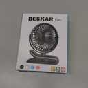 BESKAR Portable Clip on Fan Rechargeable, 4 Speeds Small Battery Operated Fans, USB Desk Fan with Strong Airflow, Sturdy Clamp Fans for Golf Cart Office Outdoor Travel Camping (Black Blue)