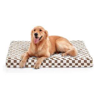 JOEJOY Dog Bed for Large Dogs, XLarge Orthopedic Dog Bed with Removable Washable Cover, Cute Modern Plush & Memory Egg Crate Foam Dog Bed, 42 x 28 inch, Brown