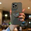 Silicone Case for iPhone 13 Pro Case 6.1-Inch, Women with Ring Holder Expanding Kickstand, Girl Cute Rubber Protective Phone Cover (Gray)