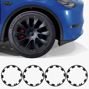 Tesla Model Y Rim Protector Fit 20" Induction Wheels 2020-2024|Wheel Covers 20 inch|ABS Guard Hubcap Cover for Curb Rash Prevention| Model Y Accessories|Matte Black(Set of 4)