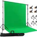 2 in 1 Green Backdrop Stand Kit, 10x8.5 ft Portable Dual Rod Stand kit with 8.5x12ft Green Backdrop-Premium Polyester for Video Streaming, Portrait Photoshoot,Wall Mounted, Parties 10x8.5 Ft, Green