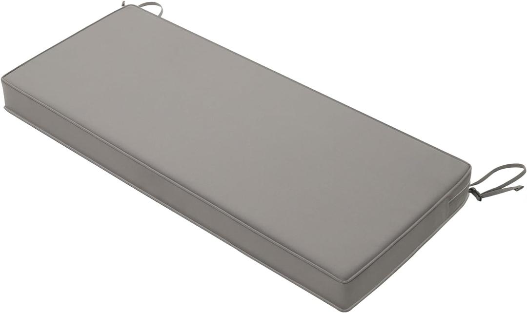 Favoyard Outdoor Bench Cushion 48 x 18 Inch Waterproof Patio Furniture Cushions 3-Year Color Fastness Garden Sofa Settee Couch Swing Pads with Handle and Adjustable Straps, Light Gray