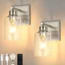 Rayogale Wireless Wall Sconces, Nickel Battery Operated Wall Sconce Set of 2 with Timer Function, Easy Install Dimmable Rechargeable Wall Lamps for Living Room, Bedroom, Hallway, Entryway Decor 3000K