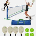 flybold Pickleball Net |Portable Set with/without 4 Paddles| Net Regulation Size Equipment Lightweight Sturdy Interlocking Metal Posts with Carrying Bag for Indoor Outdoor Game| Full Court Size - 22ft