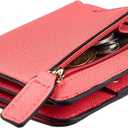 Toughergun Womens Small Slim Leather Wallet with RFID Protection, Compact Bifold Mini Purse with Clear ID Window