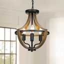 13.1" Modern Farmhouse Hanging Pendant Lighting, 4-Light Rustic Interior Flush Mount Ceiling Light Fixture, Vintage Chandelier for Hallway Foyer Dining Room Entryway Kitchen Island Bedroom