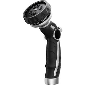 RESTMO Water Hose Nozzle, Metal Garden Hose Sprayer, Heavy Duty | 9 Spray Patterns | High Pressure | Thumb Flow Control, Ideal for Outdoor Lawn & Plant Watering, Car & Pet Washing, Silver