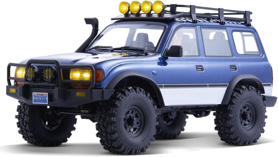 FMS 1/10 LC80 Brushless RC Crawler Pro V2, FCX10 Toyota RC Rock Crawler with Lighting and Two-Speed, Hobby Grade Offroad RC Car for Adults, RS (Blue), 22.5 x 9.88 x 11.3 inches