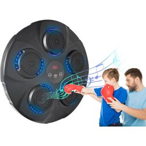 Smart Music Boxing Machine - Wall Mounted Music Punching Pad for Kids, Electronic Focus Agility Training Pad with Boxing Glove, Compact and Resilient - Maquina de Boxeo Musical Pared (Blue light.)