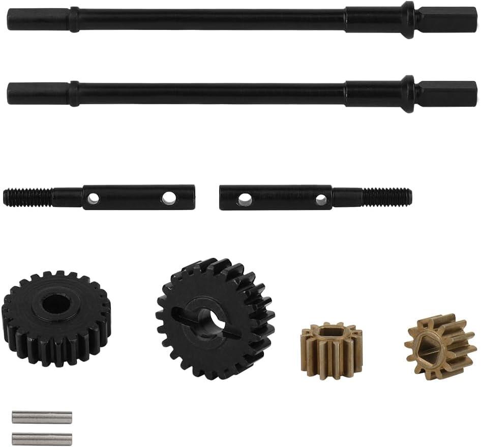 Hard Steel Front and Rear Portal Axle Shaft with Gear for 1/10 RC Crawler Car Axial SCX10 III AXI03006 AXI03007 Wrangler JL AR45 Axle Metal Upgrade Part (Rear)