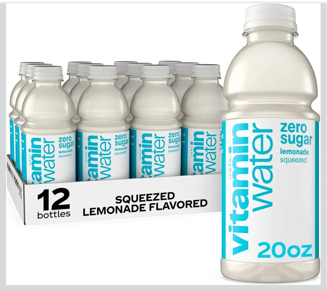 vitaminwater Zero Sugar Squeezed Lemonade Nutrient Enhanced Flavored Water Beverage, 20 fl oz Bottles, 12 pack, Best By Jun 08.26