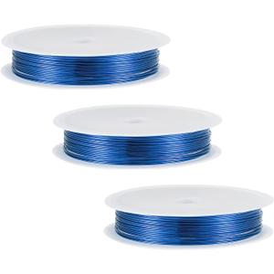 uxcell 24 Gauge Copper Wire 0.5mm Dia Blue Resistant Beading Wires Pendant Making Art Craft DIY Weaving 6.5M, 3 Rolls